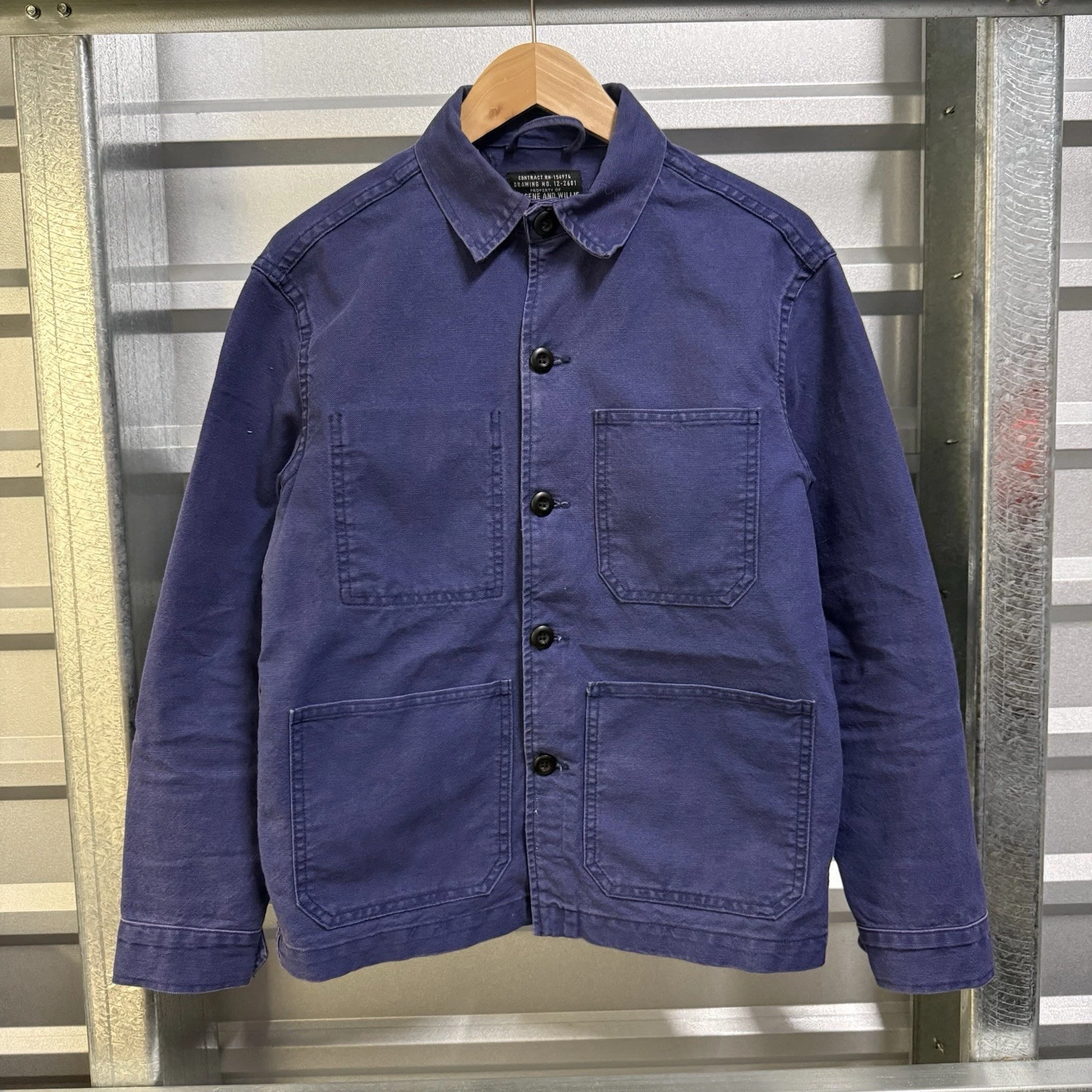 Imogene + Willie Jack Jacket French Blue Cotton Canvas Chore Coat Men’s XS USA - product detail image 1