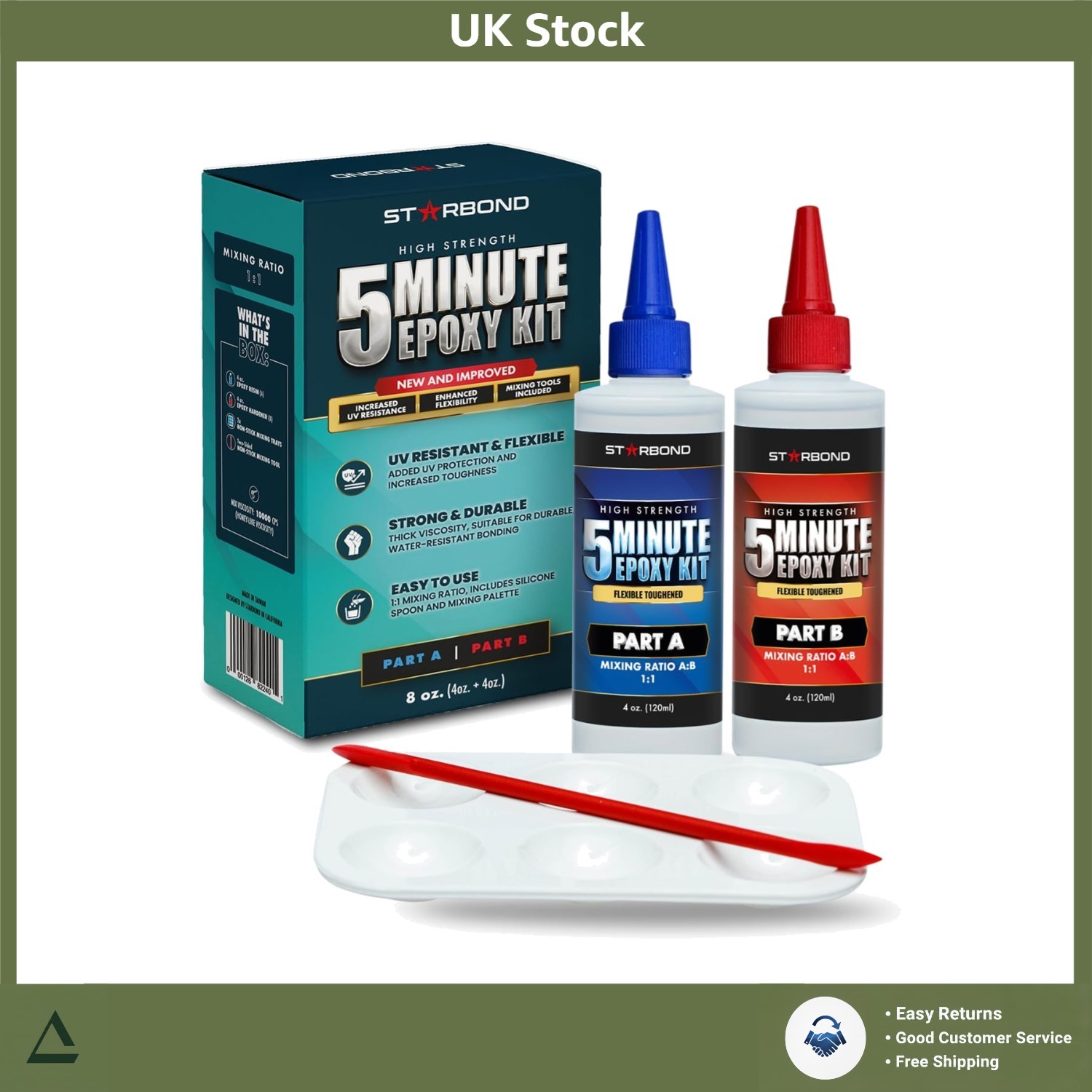 Flexible Toughened 5 Min Epoxy Glue Adhesive Resin 2 Part 226g 8oz