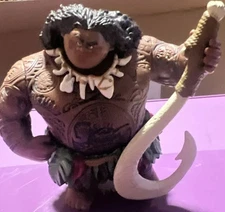 Moana Maui The Demigod Disney 4" PVC Figure w/ Magic Fish Hook Toy gift The Rock