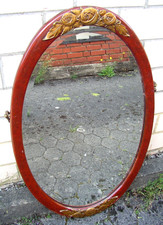 Frankreich antiker Spiegel Art Deco Holz & Stuck Rosen gold Wandspiegel um 1920