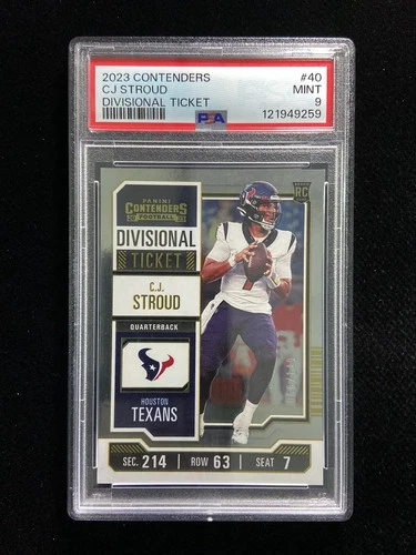 2023 Panini Contenders C.J. Stroud #40 Divisional Ticket 66/149 RC PSA 9 -QI95