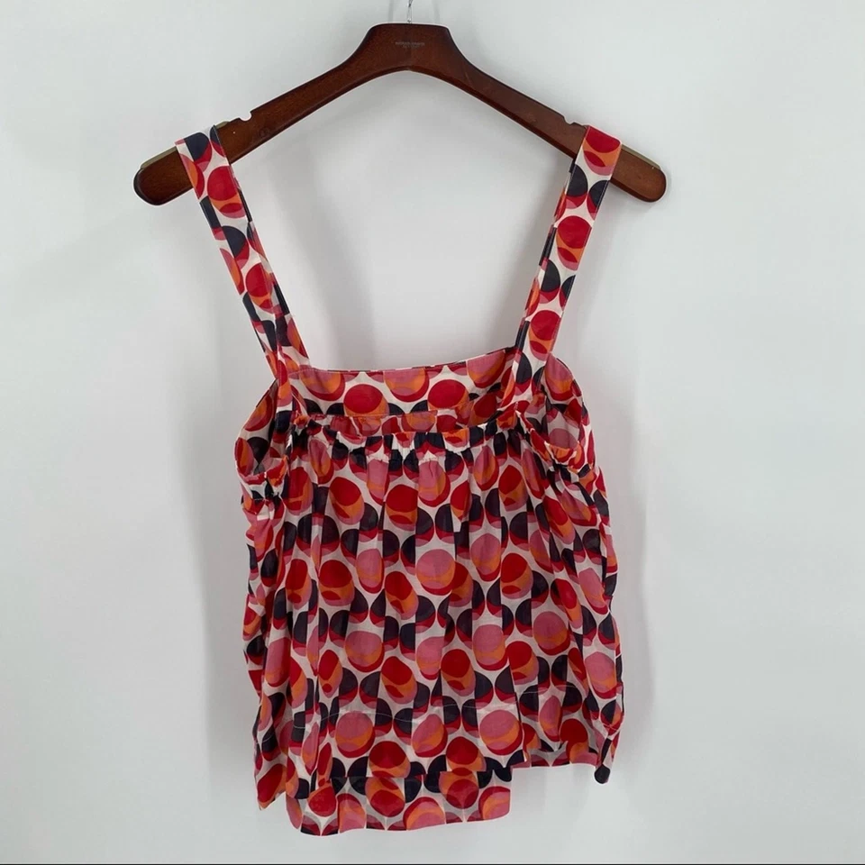Colorful circle design silk blend tank top C&C California size small pink red - Image 4 of 4