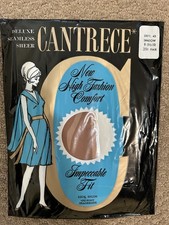 Vintage 60s Cantrece 100 Nylon Sheer Seamless Stockings Shadow SZ B 9.5-10