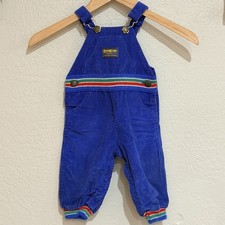 Vintage Oshkosh B'gosh Baby USA Made Blue Corduroy/Knit Overalls Vestbak Cuffed