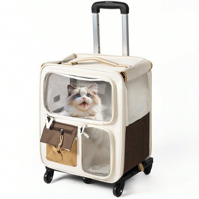 2-In-1 Rolling Pet Backpack Carrier Bag With Wheels Zipper Closure for Dogs Cats
