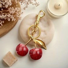 Keychain Cherry Bag Charms Purse Key Chains Women Cute /Red Apple