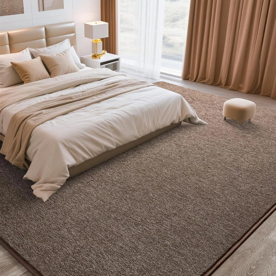 Alfombra de área suave para sala de estar dormitorio, alfombra marrón 5X7 alfombras de espuma viscoelástica, lavabo Foto 4 de 4