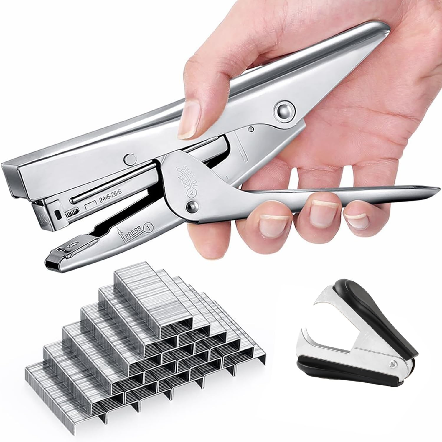 Stapler Plier Stapler with 1000 Staples and Remover Set 20 Sheets Capacity Full