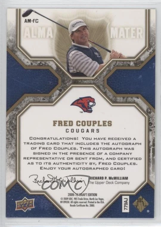 2009-10 Upper Deck Draft Edition Alma Mater Auto /99 Fred Couples #AM-FC Auto - Image 2 of 2