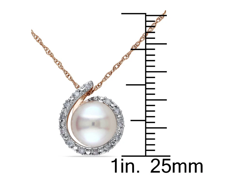 Colgante remolino de perlas de agua dulce de 8-8,5 mm de oro rosa de 14 quilates Foto 3 de 4