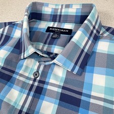 Mizzen Main Leeward Performance Shirt Mens XL Classic Fit Button Up Plaid Blue