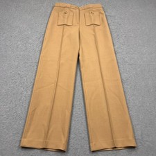 Sezane Dan Trousers Women's 10 Camel Brown Wool Wide Leg Straight Pants Buttons