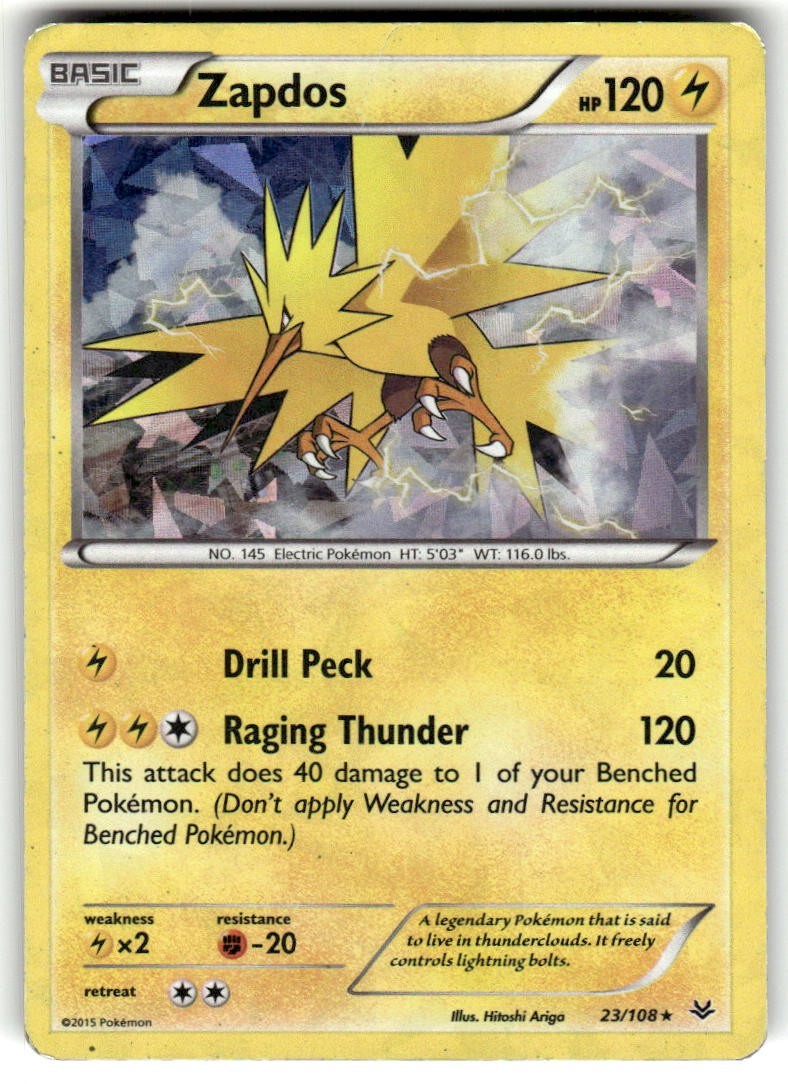 Zapdos 23/108 Cracked Ice Holo Rare Roaring Skies Pokemon Card MP