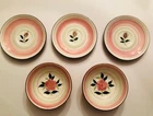 LOT 5 VINTAGE STANGL BOWLS & SAUCERS DESSERT BERRY BOWL PLATES WILD ROSE PATTERN