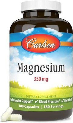 Carlson Magnesium 350mg - 180 Kapseln Nervenmuskel & Herz Unterstützung