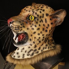 Máscara cabeza animal leopardo realista máscara látex jaguar máscara