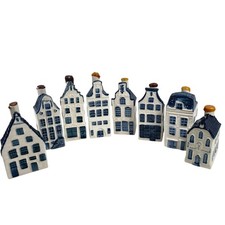 8 Deflt Blue Amsterdam Rynbende Henkes - KLM Holland Distilleries Handpainted 