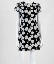 Sam Edelman Womens Black Rose-Embroidered Boat-Neck Sheath Dress Size 10
