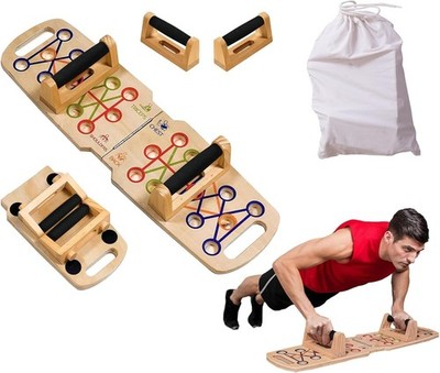 Foldable wooden Push up Board Portable Push up Stand 14 in 1 Muscle Builder W/