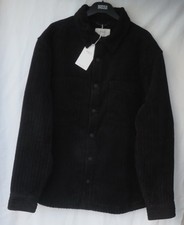 MEN'S MARKS AND SPENCER BLACK CORD  FLEECE LINED OVERSHIRT JACKET SIZE L
