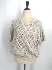 VTG Across America by Knit Maven Leaves Light Pastel Colors Knit Sweater M 90s