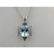 Le Vian 14K White Gold 18" Pendant Necklace Jewelry for Women Aquamarine Diamond