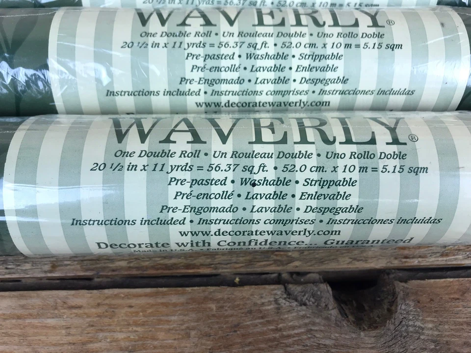 Lot of 6 Waverly Double Roll Wallpaper Prepasted 20.5"x11 yds Deadstock Green - Image 4 of 4