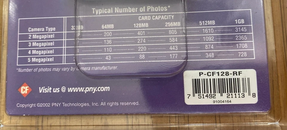 PNY Technologies 128MB  Compact Flash Memory Card For Camera NEW IN BOX - Image 3 of 3