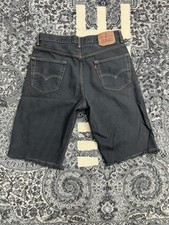 Vtg Levi 550 Denim Shorts Mens 34w Relaxed High Black Distressed Cotton