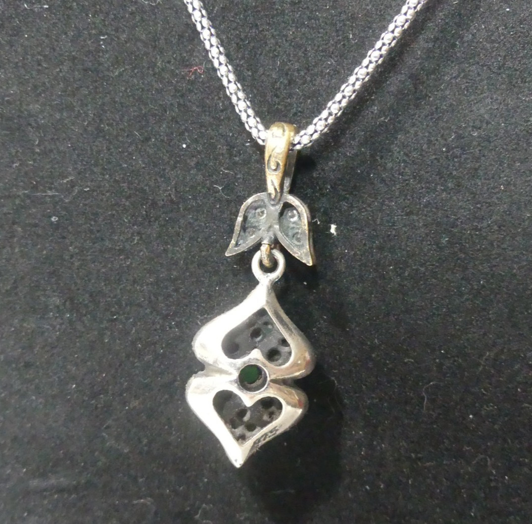 Rough Cut Emerald/ Ruby 925 Silver Necklace Earri… - image 7