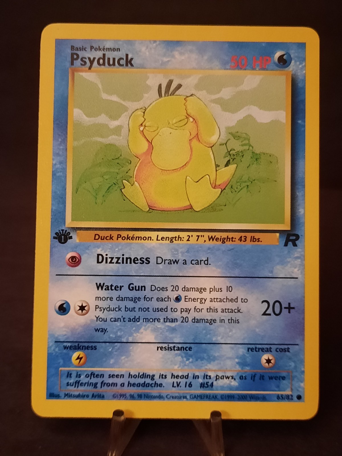 Pokémon Card TCG ( Psyduck ) 65/82 1st edition team rocket VLP-NM