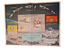 Fold out Man in Space Moon Landing Poster Nasa Vintage Nelson Doubleday inc