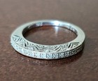 Diamond Wedding or Stack Band Sterling Silver 925 Vintage Milgrain Sz 7 — photo 2