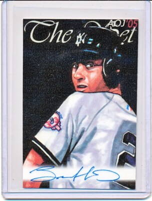 DEREK JETER 2005 AOJ LITHOCARDS ART SKETCH CARD SIGNED ARTIST JONATHAN D. GORDON