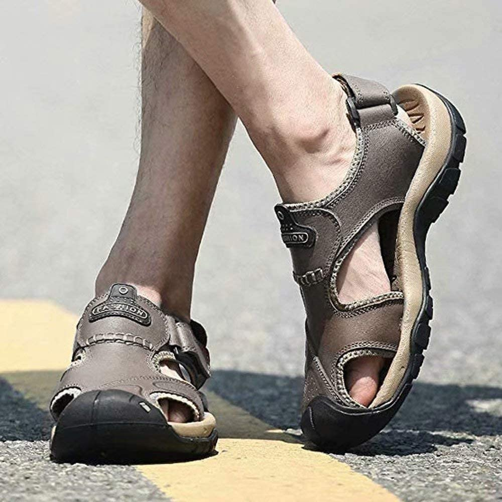 VISIONREAST Mens Leather Sandals Outdoor Hiking Waterproof Athletic