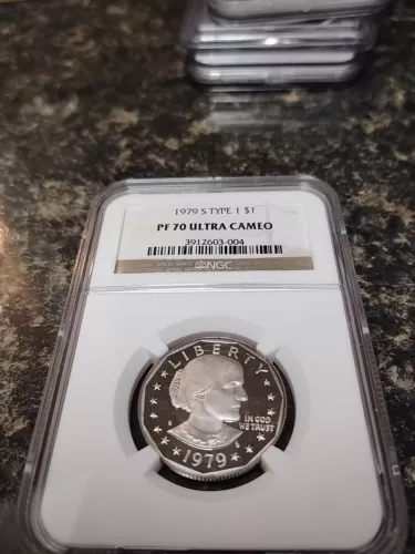 1979 S $1 TYPE 1 NGC PF70 ULTRA CAMEO PROOF SUSAN B. ANTHONY DOLLAR SBA WHITE LB