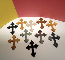 Die cut cross shapes genuine leather  assorted colours  size 6x4cm   pack 10pcs