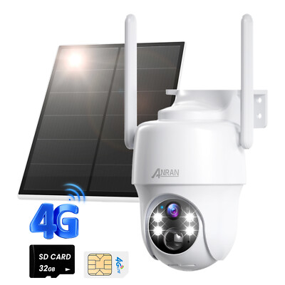 ANRAN 4G LTE Cellular Security Camera No WiFi Solar Powered Camera PTZ 360° View