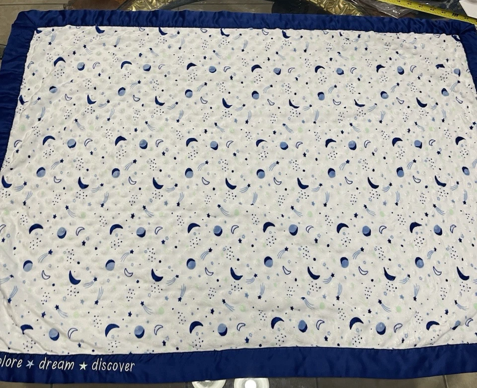Just Born Explore Dream космическое одеяло сине-белое лунная звезда норковое плюшевое флисовое - Изображение 2 из 4
