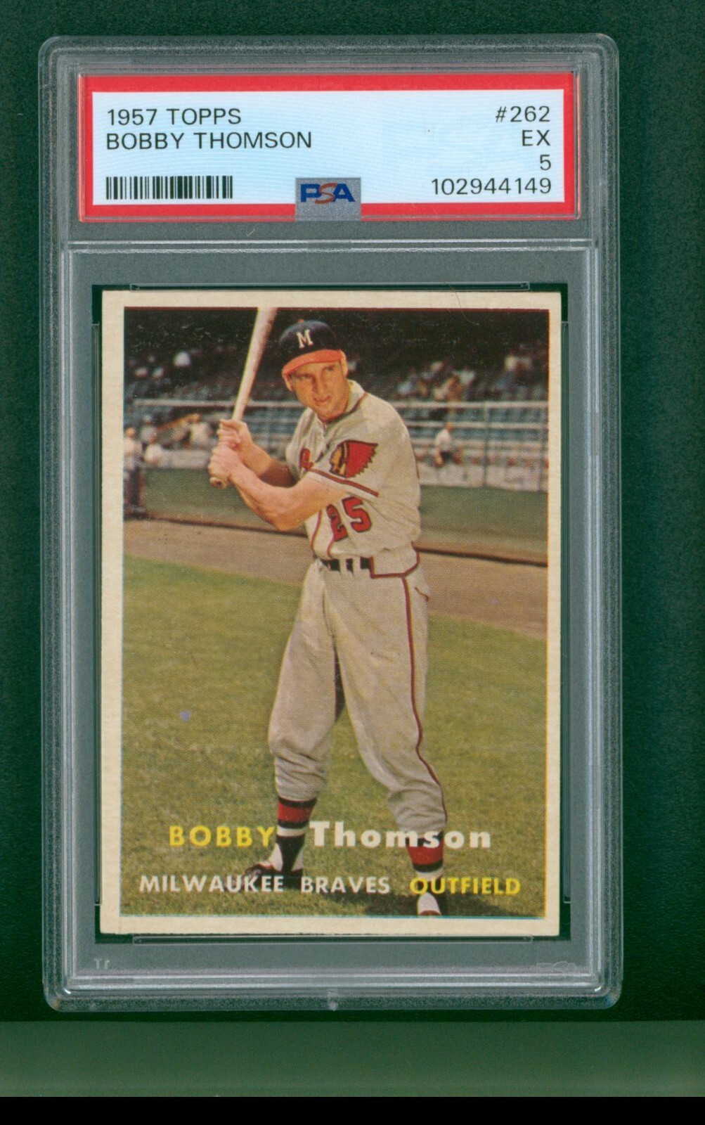 1957 Topps Baseball Card - #262 Bobby Thomson, PSA 5 EX