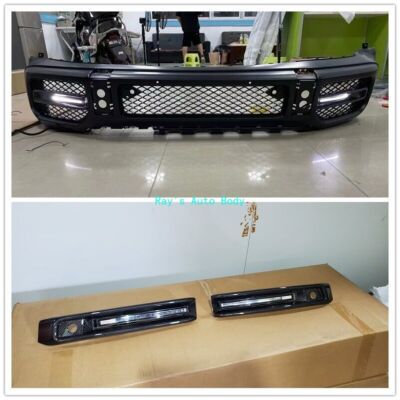 For Mercedes Benz G Class W464 G63 Dry Carbon Fiber Front Bumper Grille Light