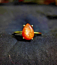 Orange sunstone Pear cab ring 925 Silver ring orange sunstone ring OSR-7X10