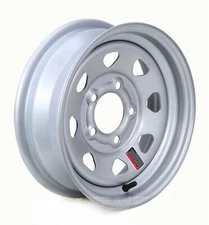 LIBRA 13 x 4.5 Trailer Wheel 5 Lug on 4.5" Bolt Pattern Silver Spoke -17019