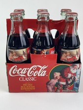 Vintage Coca Cola Christmas 1995 Edition Little Coke Bottles Santa 6 Pack 8oz
