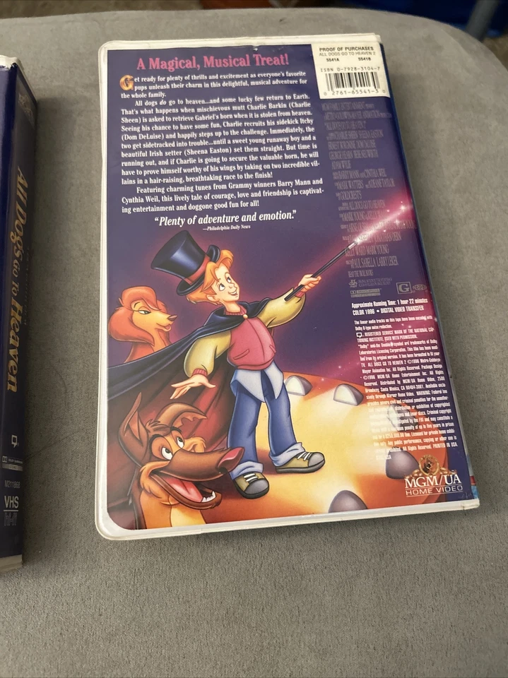 Lot of 2 VHS Movies: All Dogs Go to Heaven 1 and 2 in Clam Shell Cases Foto 4 de 4