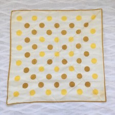 VTG 70s/80s Square Scarf Yellow  Tan Polka Dots Bandana Handkerchief 25x25