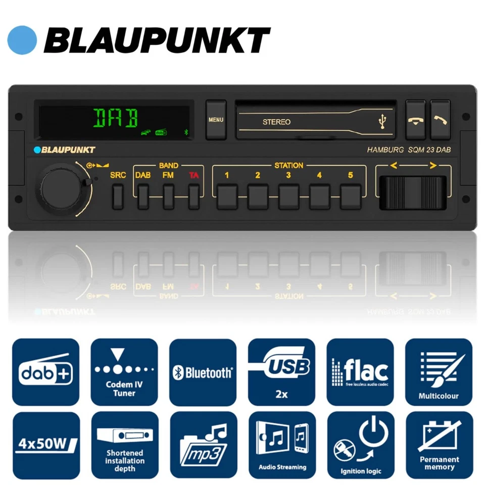 Blaupunkt Hamburg SQM 23 Radio Stereo Retro DAB Anni '80 USB MP3 Bluetooth AUX - Immagine 2 di 4