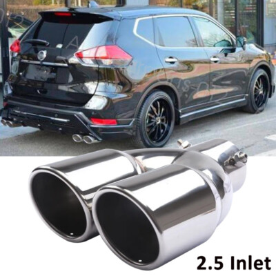 2.5 Inlet Rear Car Dual Exhaust Muffler Tip Tail Pipe Steel For Nissan X-TRAIL