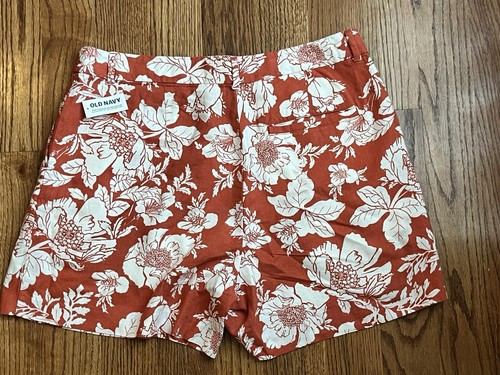 Old Navy Taylor Shorts, Women's Large, Extra High-Rise, 5" Inseam, Red/Orange