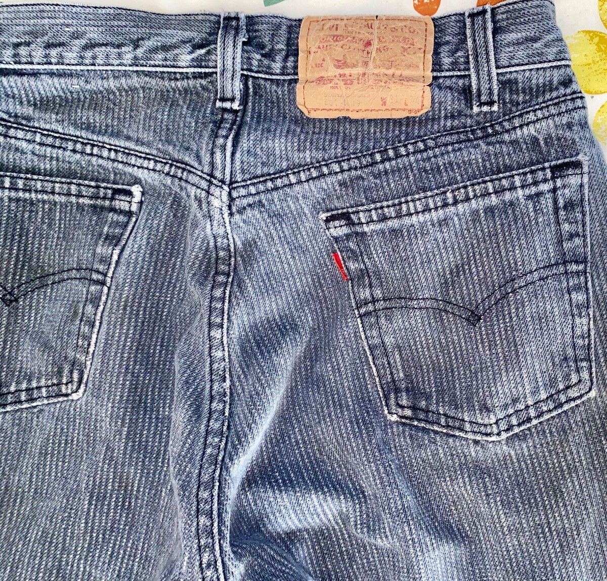 Vintage 1980's Levis 501 Student Denim Pin Stripe Black Vintage 1980's Levis 501 Student Denim Pin Stripe Black